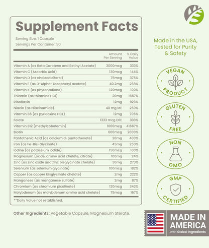 BariSlim Advanced Once Daily Bariatric Multivitamin Capsule - 45 mg of Iron - 90 Day Supply
