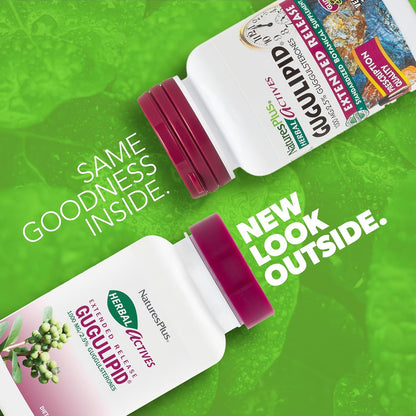 NaturesPlus Herbal Actives Gugulipid, Prolonged Release - 1000 mg, 2.5% Guggulsterones - 30 Vegan Tablets