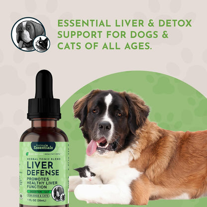 Animal Essentials Liver Defence for Dogs & Cats – Liver Support with Milk Thistle & Dandelion, 59 ml