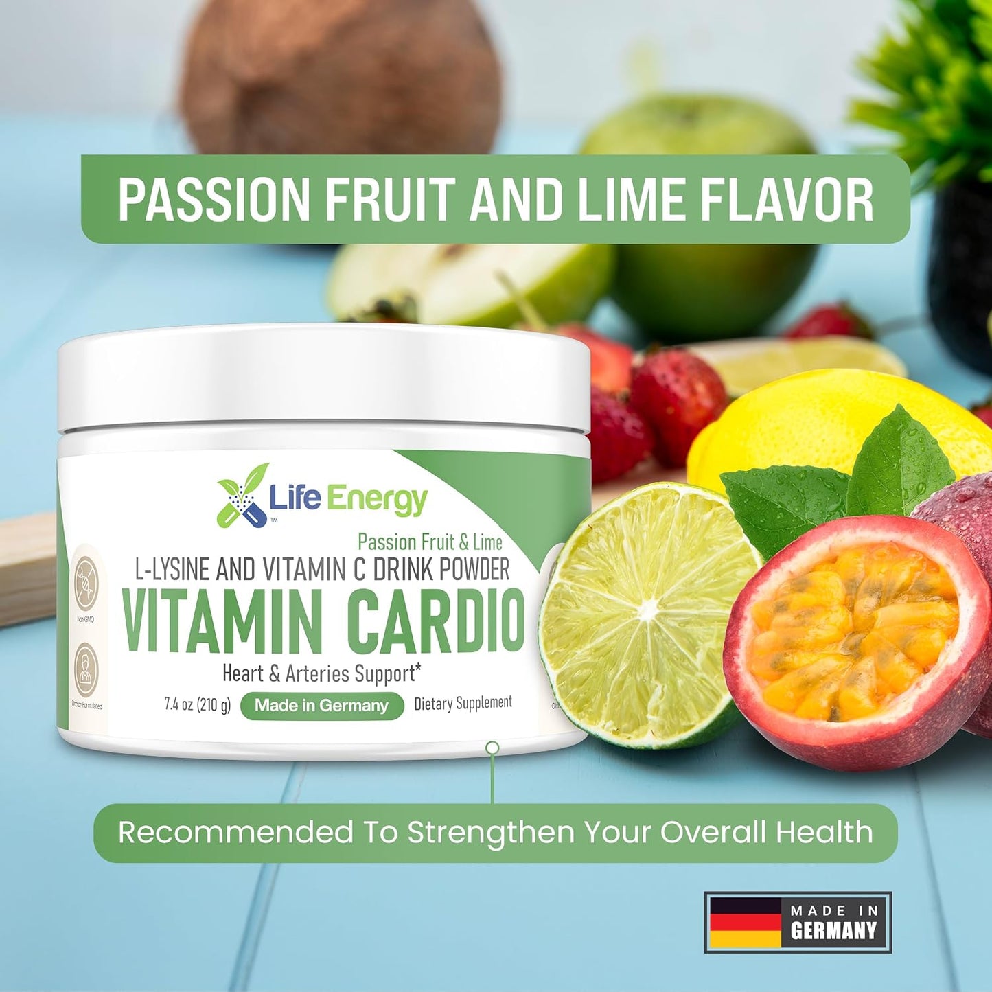 Life Energy High-Dose Vitamin C & L-Lysine Drink Mix - Passion Fruit & Lime, 210g - görsel 5