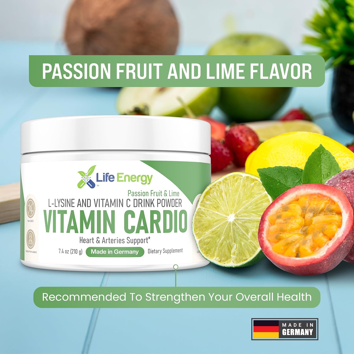 Life Energy High-Dose Vitamin C & L-Lysine Drink Mix - Passion Fruit & Lime, 210g - görsel 5