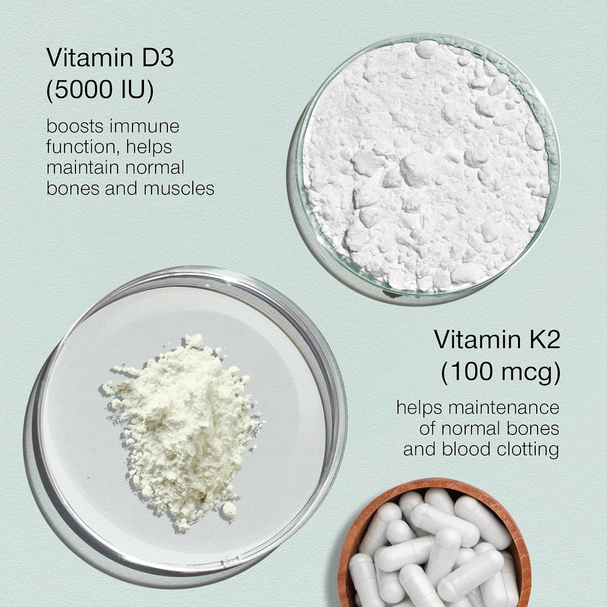 SuperSelf Vitamin D3 K2 Capsules - 5000 IU D3 + 100 mcg K2 MK-7 - 60 Vegetarian Capsules - görsel 4