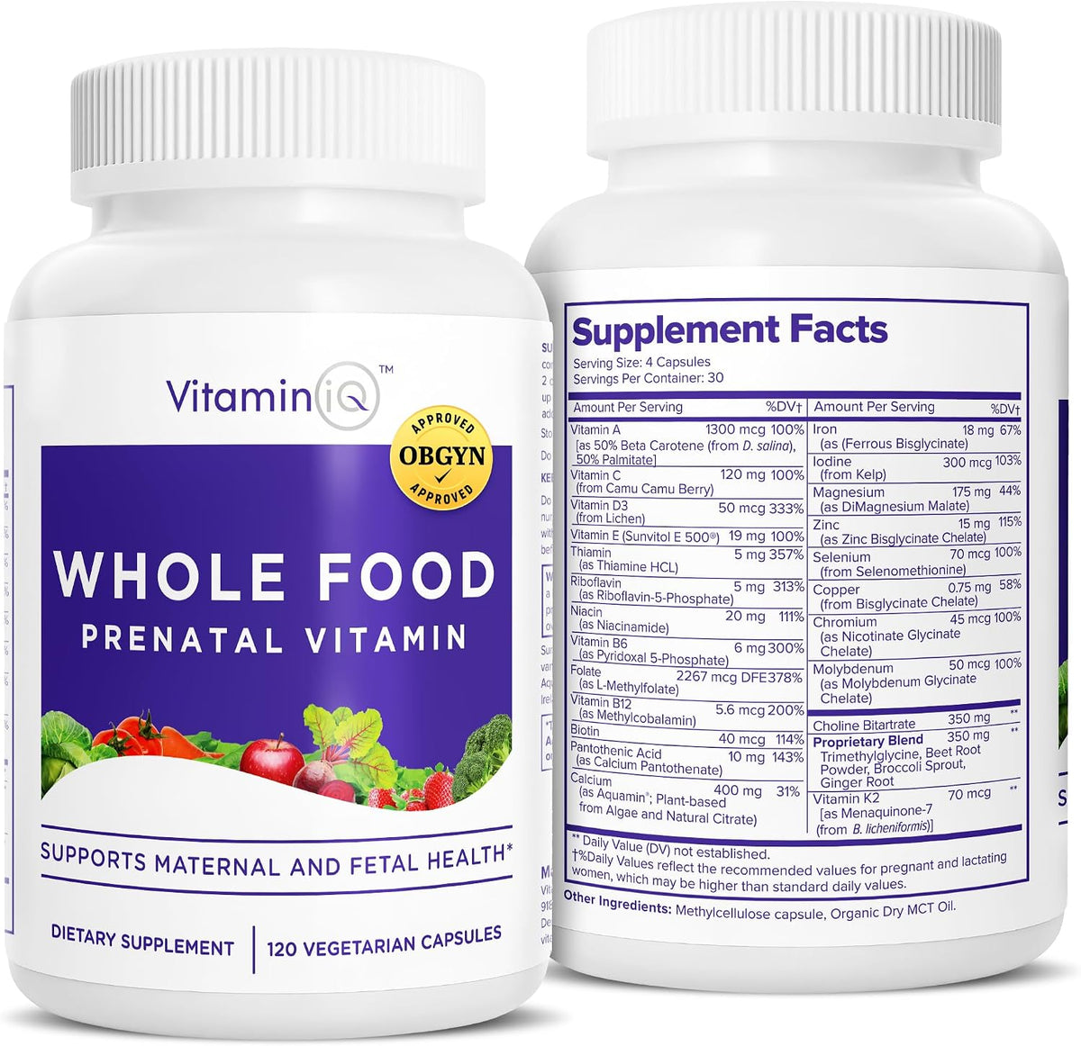 Whole Food Prenatal Vitamins (120 Capsules) – Natural Support for Maternal & Foetal Health - görsel 1