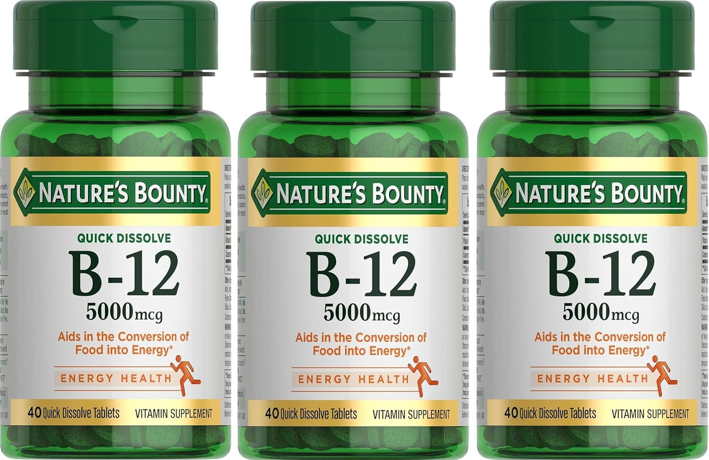 Nature's Bounty Vitamin B12 500 mcg Quick Dissolve Tablets, 300 Tablets (Pack of 3) - görsel 9