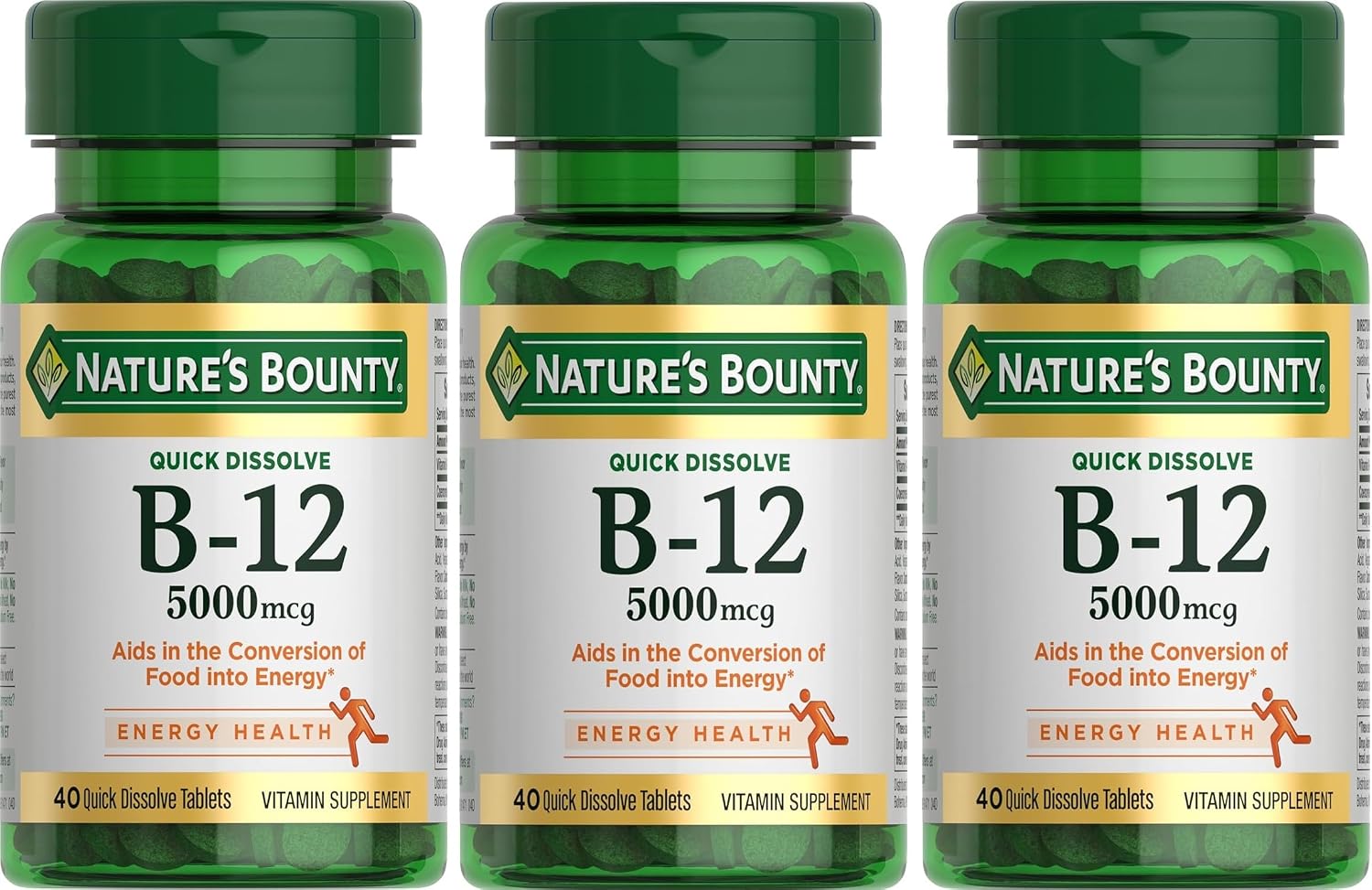 Nature's Bounty Vitamin B12 500 mcg Quick Dissolve Tablets, 300 Tablets (Pack of 3) - görsel 9