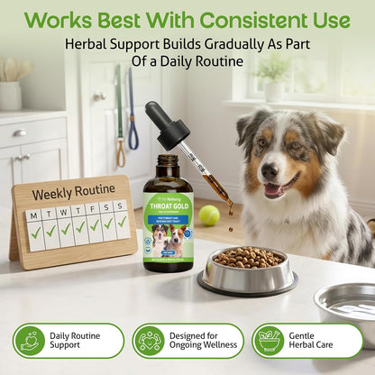 Pet Wellbeing Throat Gold for Dogs - Herbal Throat & Respiratory Support Liquid (118 ml)