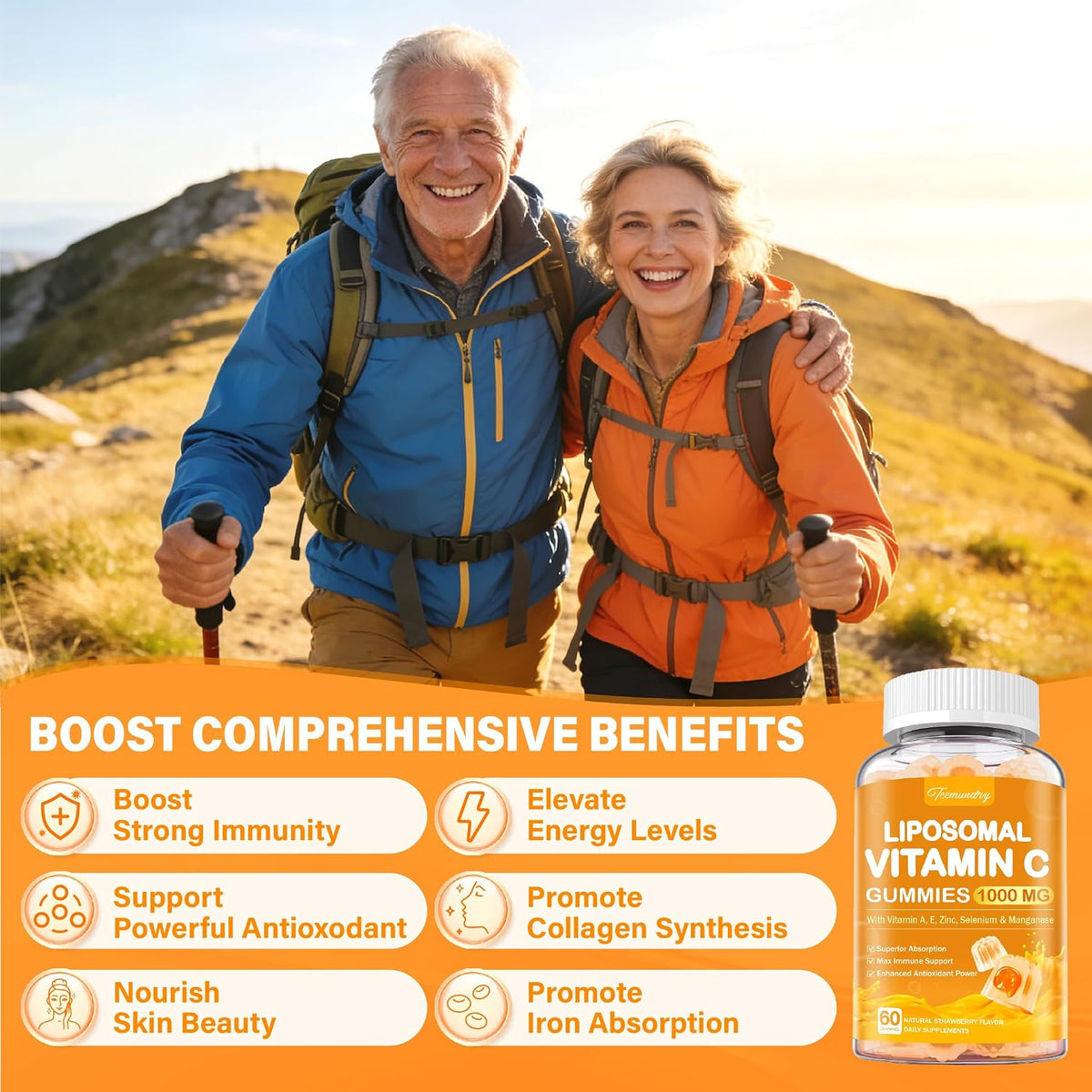 Liposomal Vitamin C Gummies 1000mg for Adults: Vitamin C Chewy Gummy with Zinc, Elderberry, Vitamins A & E - görsel 5