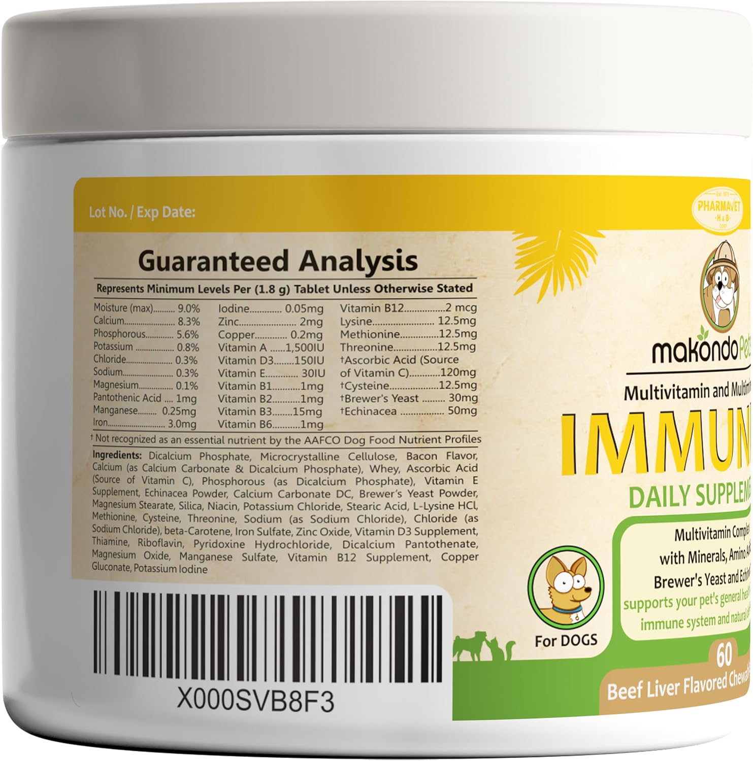 Makondo Pets Dog Immune Support Supplement – Bacon Flavour, 60 Chewable Tablets - görsel 8