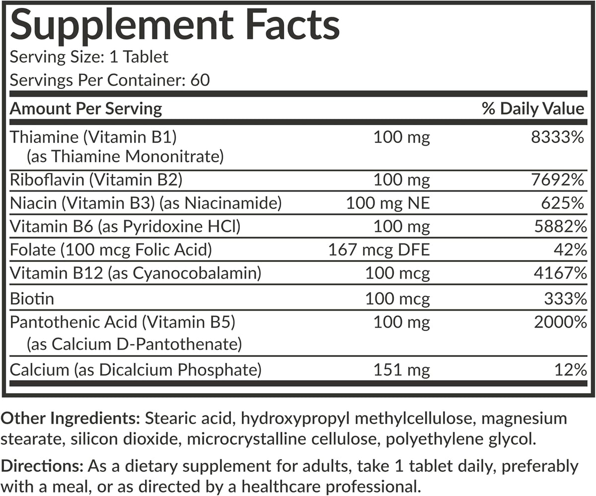 Futurebiotics Super B 100 Sustained Release Vitamin B Complex, Non-GMO, 60 Vegetarian Tablets - görsel 8