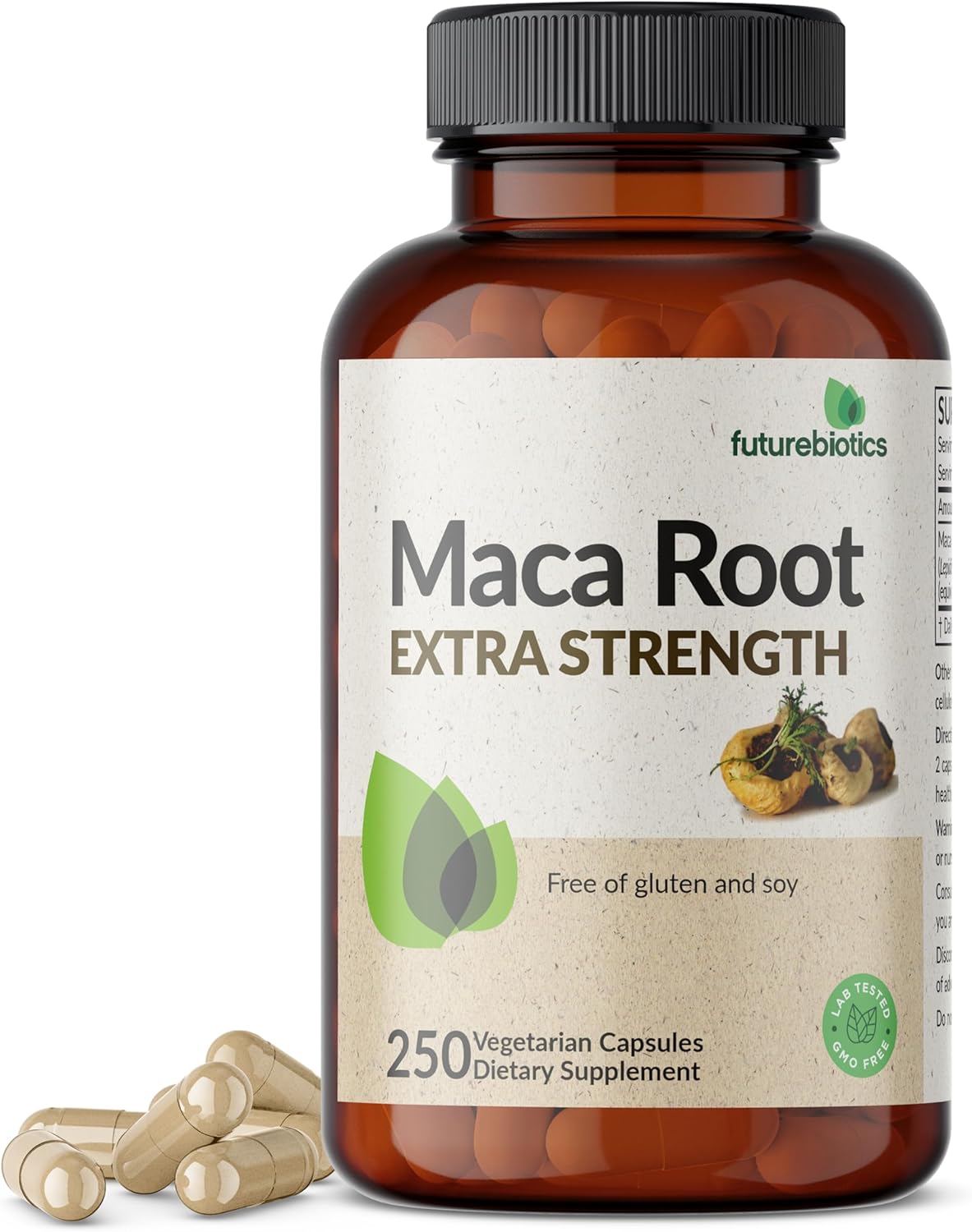 Futurebiotics Maca Root Extra Strength – Supports Energy, Stamina & Reproductive Health, Non-GM, 250 Vegetarian Capsules - görsel 1