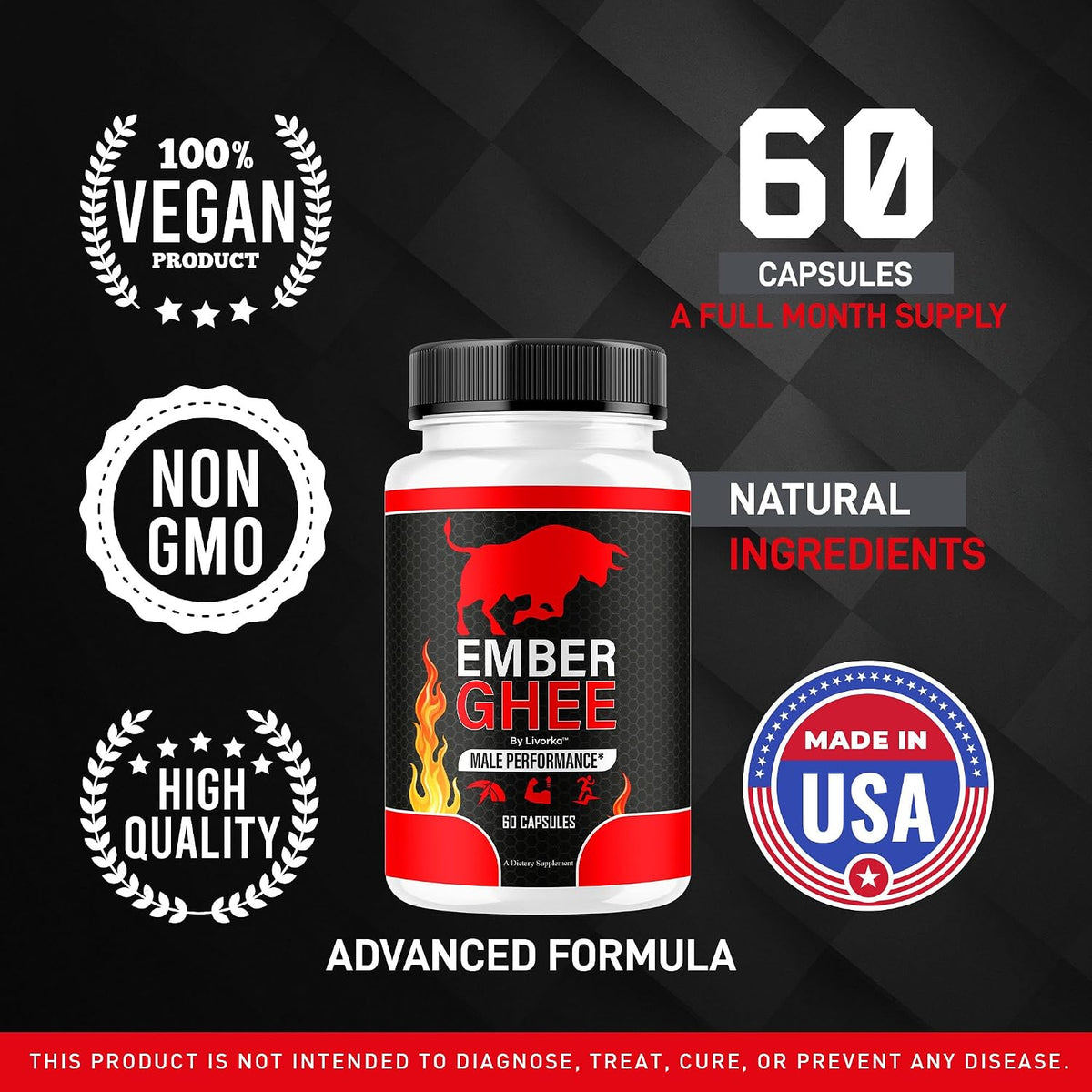 Ember Ghee Pills for Men – Premium All-Natural Multivitamin Supplement (300 Capsules) - görsel 4