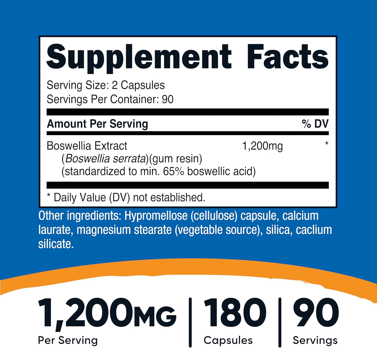 Nutricost Boswellia Extract 180 Capsules - 1,200mg per Serving, 90 Servings - Gluten-free, Non-GMO, Vegan - görsel 2