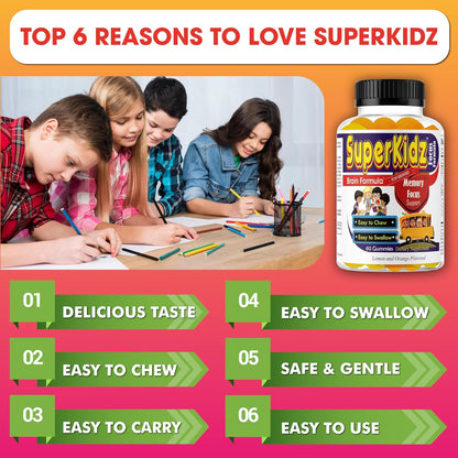 Superkids Kids Focus Gummies with Omega-3 DHA – 60 Gummies
