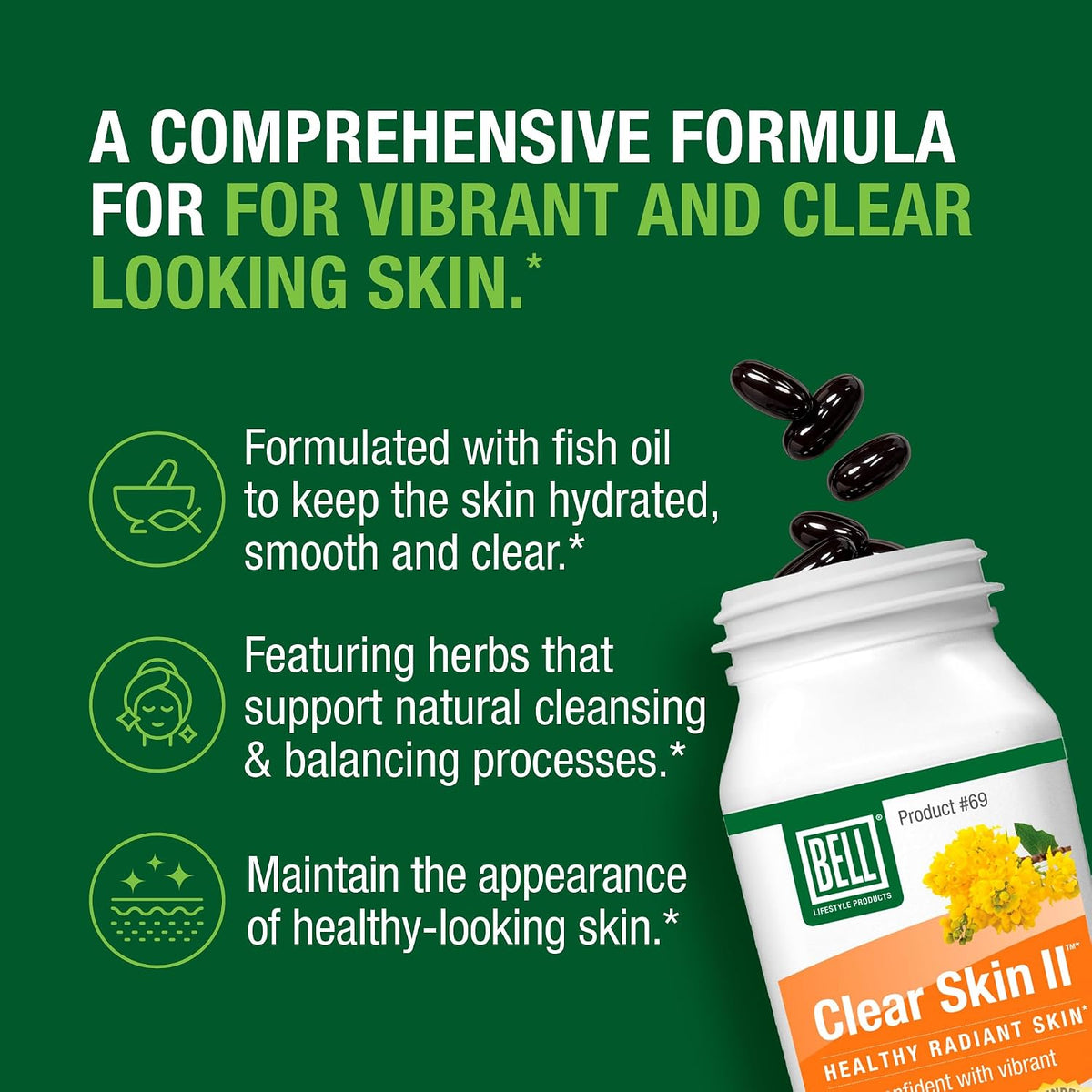 Bell Clear Skin II - Omega-3 & Herbal Supplement for Healthy Skin - görsel 3