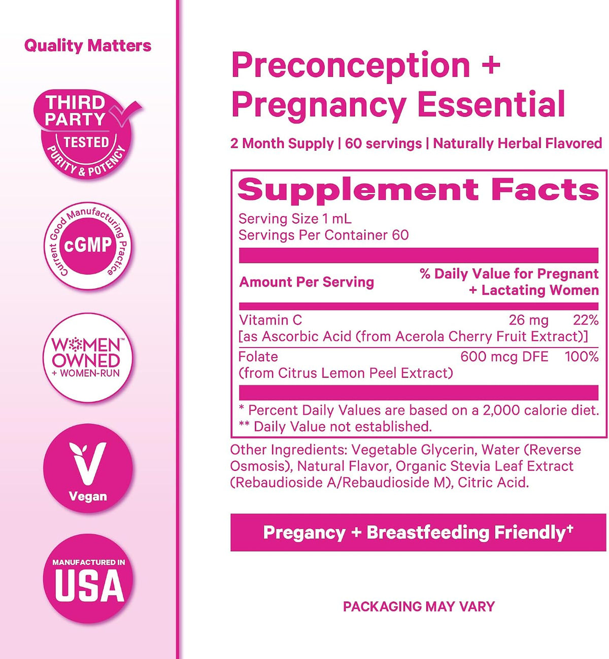 Pink Stork Liquid Folate Drops – 5-MTHF Methylfolate B9 Vitamin | Liquid Folic Acid Alternative for Women | Prenatal Folate, Non-GMO, Vegan, Sublingual Methylfolate Supplement | 59 ml - görsel 6