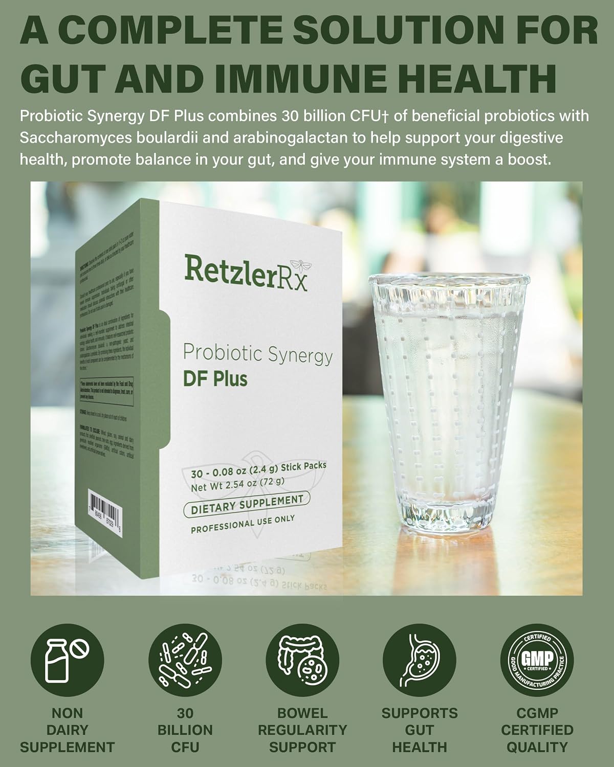 HormoneSynergy Probiotic Synergy DF Plus - 30 Billion CFU with Saccharomyces boulardii and Arabinogalactan - 30 Stick Packs - görsel 1