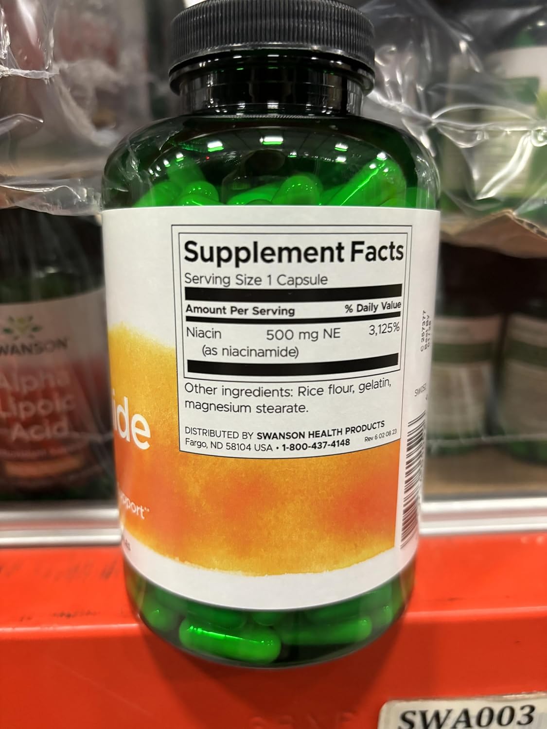 Swanson Niacinamide 500 mg Capsules – Vitamin B3 for Normal Energy Metabolism & Skin Health - görsel 6