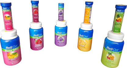 ReliOn Glucose Tablets, Tropical Fruit Flavour – 50 Tablets + On-The-Go Tube (10 Tablets)