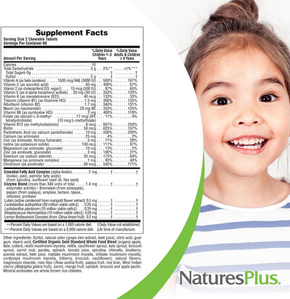 NaturesPlus Animal Parade Gold Children's Multivitamin - Grape Flavour - 120 Chewable Tablets (Pack of 2) - Vegan, Gluten-free