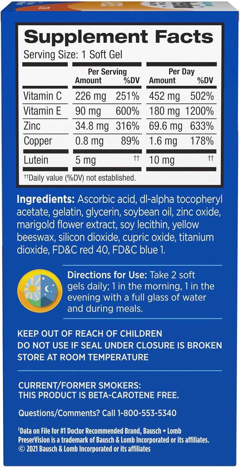 PreserVision AREDS Eye Vitamins – Lutein Formula (120 Softgels) - görsel 2