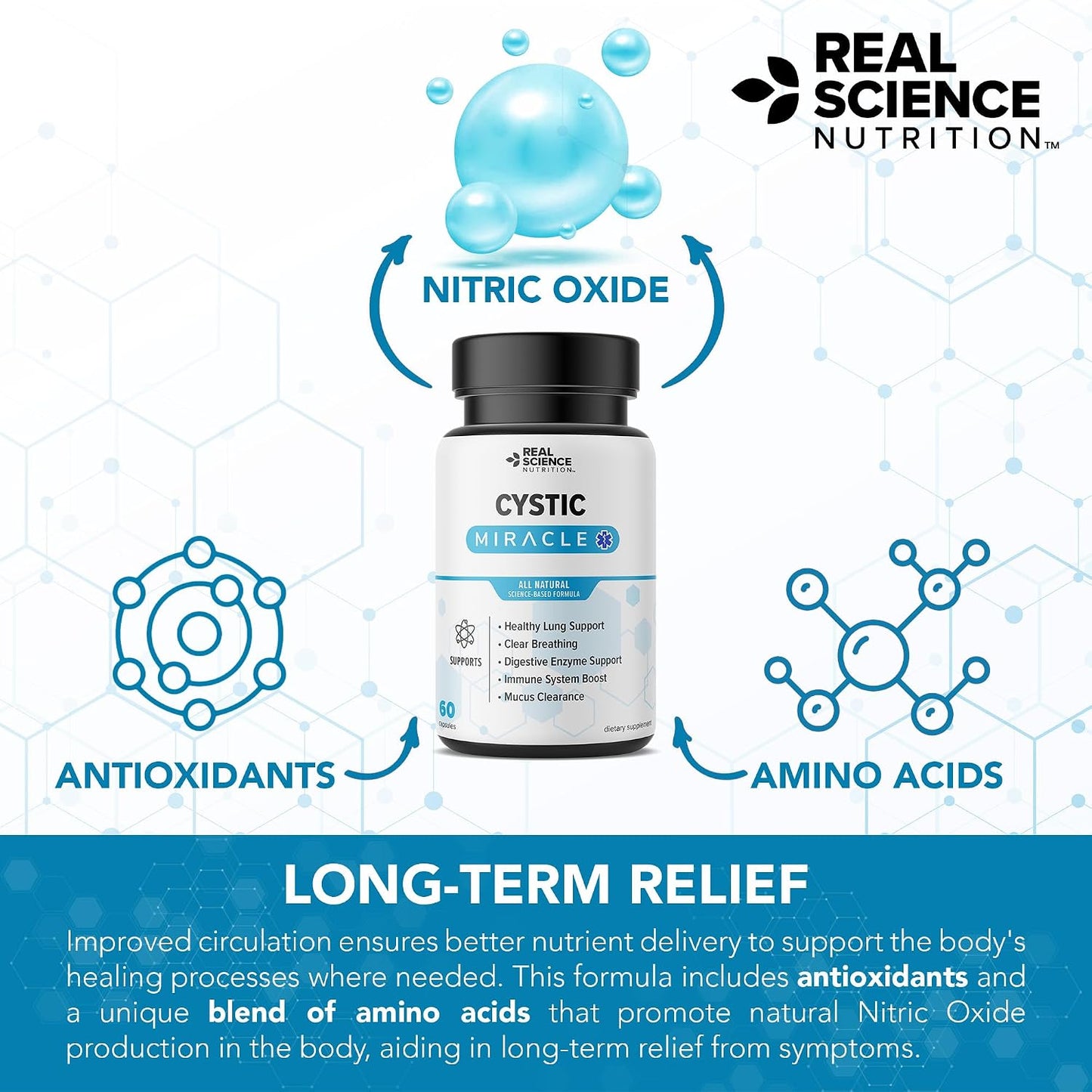 Real Science Cystic Miracle - Lung Support Supplement for Breathing Support and Mucus Clearance – with Vinitrox & GABA to Support Lung Function and Aid Respiratory Health, Made in the USA, 60 Capsules - görsel 6