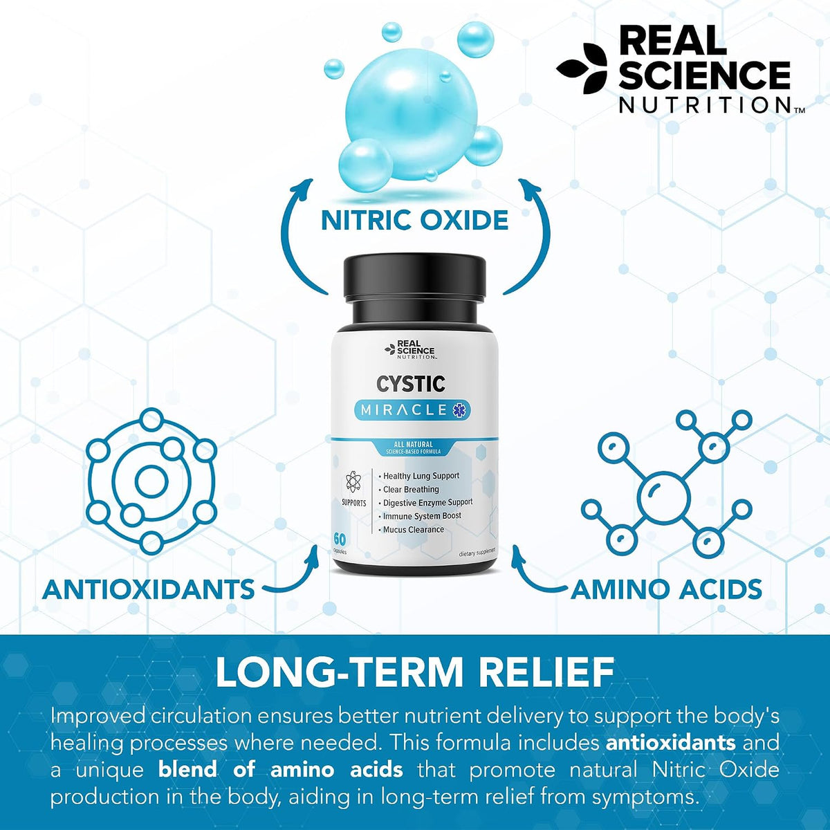 Real Science Cystic Miracle - Lung Support Supplement for Breathing Support and Mucus Clearance – with Vinitrox & GABA to Support Lung Function and Aid Respiratory Health, Made in the USA, 60 Capsules - görsel 6