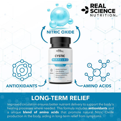 Real Science Cystic Miracle - Lung Support Supplement for Breathing Support and Mucus Clearance – with Vinitrox & GABA to Support Lung Function and Aid Respiratory Health, Made in the USA, 60 Capsules