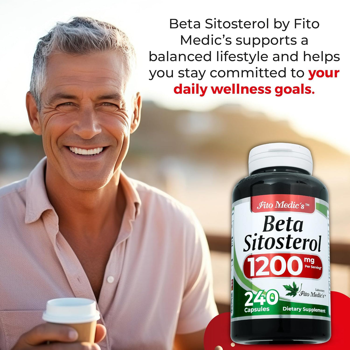 FITO MEDIC'S Beta Sitosterol 1200 mg - Plant Sterols Supplement, 240 Capsules - görsel 3