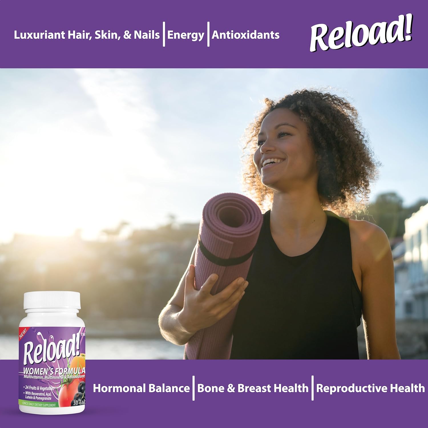 Reload! for Women - All-Natural Multivitamin with 24 Fruits and Vegetables and Biotin for Hair, Skin and Nails (30 Tablets) - görsel 3