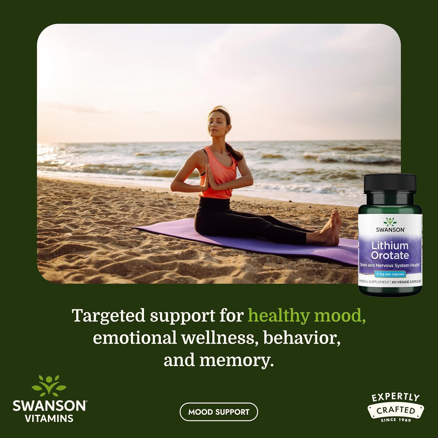 Swanson Lithium Orotate Mood and Memory Support Supplement - 5 mg, 60 Vegetarian Capsules - görsel 2