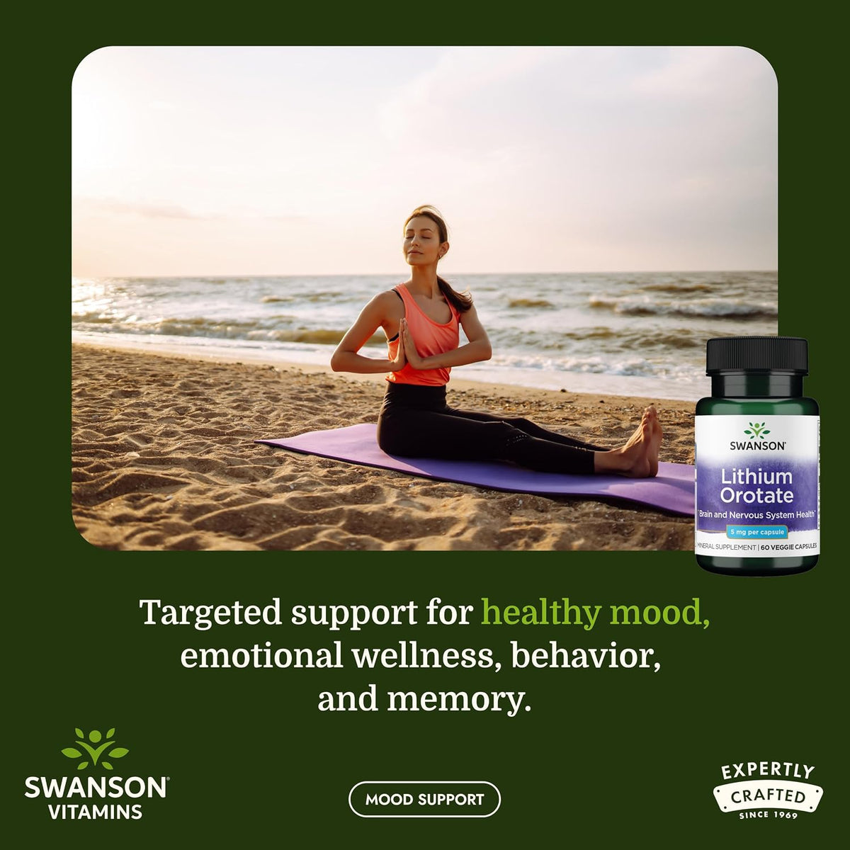 Swanson Lithium Orotate Mood and Memory Support Supplement - 5 mg, 60 Vegetarian Capsules - görsel 2