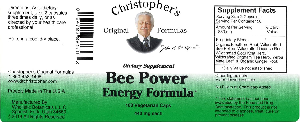 Dr. Christopher's Bee Power Energy (100 Capsules) - görsel 4