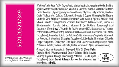 Vitabiotics Wellteen Him Plus Omega-3 – Maximum Nutritional Support for Teenage Boys and Young Men Aged 13-19 – 56 Tablets and Capsules