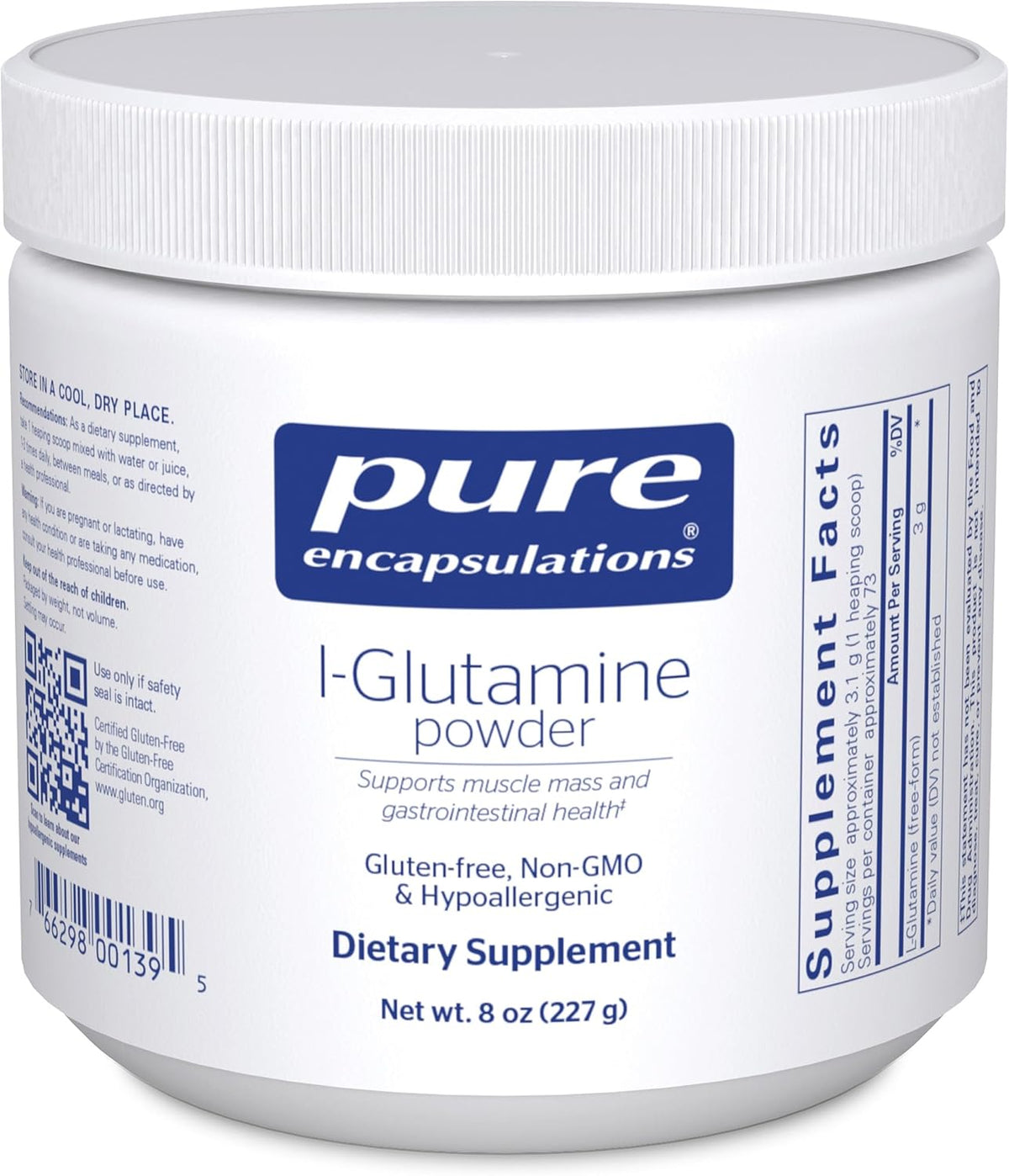 Pure Encapsulations L-Glutamine Powder – 227 g – Supplement for Digestive Health, Gut Lining, Muscle Metabolism, and Immune Support with Pure Free-Form L-Glutamine - görsel 1