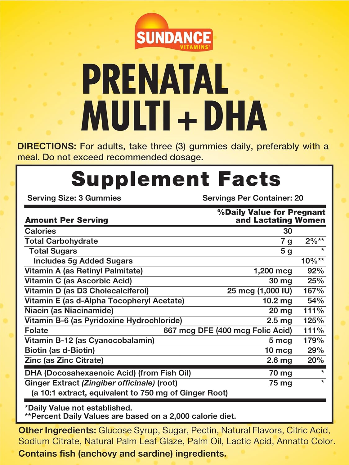 Sundance Prenatal Gummy Vitamin with DHA & Folate - 60 Count - Fruit Flavour - görsel 2
