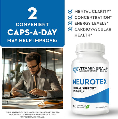 Vitaminerals 119 Neurotex - Nervous System Support & Stress Relief - 60 Vegan Capsules