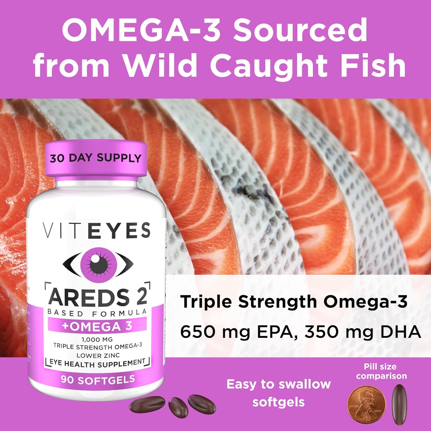 Viteyes AREDS 2 + Omega-3 Macular Health Formula Softgels, Triple Strength Omega-3, 90 Softgels - görsel 4