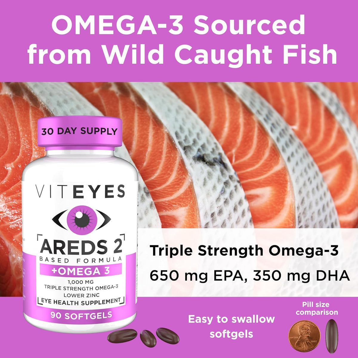 Viteyes AREDS 2 + Omega-3 Macular Health Formula Softgels, Triple Strength Omega-3, 90 Softgels - görsel 4