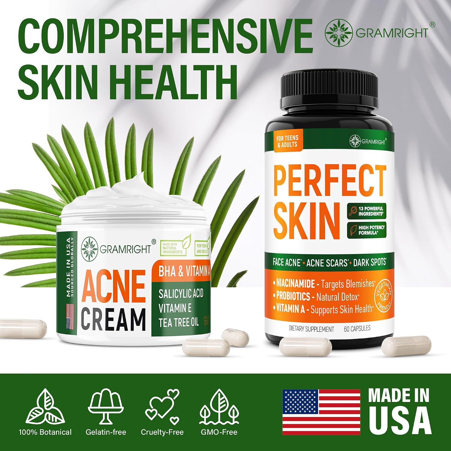 Perfect Skin Acne Capsules - Skin Support with Niacinamide, Probiotic, Zinc & Vitamin A (60 Capsules) - görsel 7