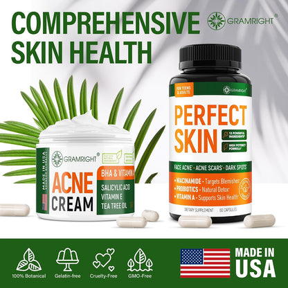 Perfect Skin Acne Capsules - Skin Support with Niacinamide, Probiotic, Zinc & Vitamin A (60 Capsules)