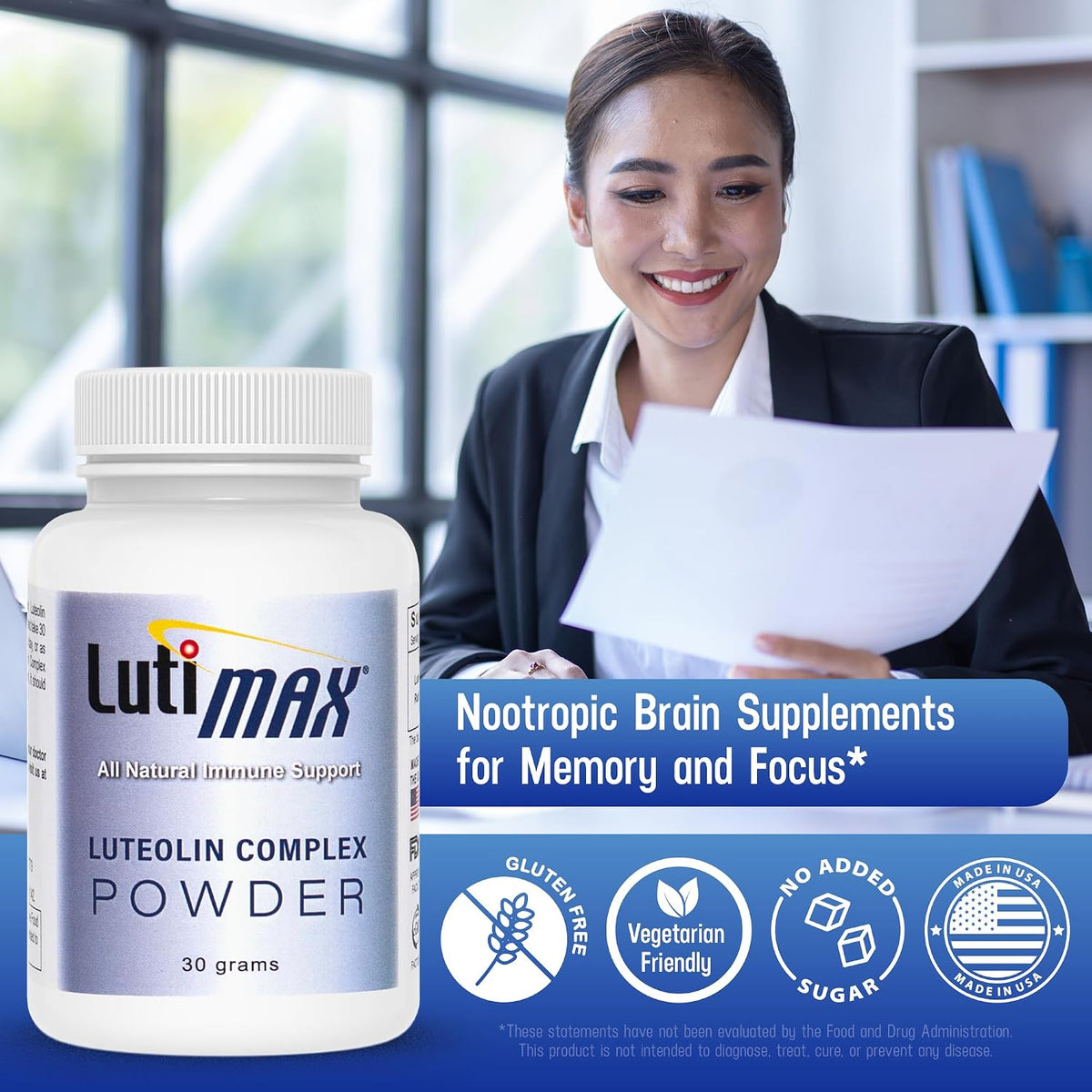 Lutimax Luteolin Complex Powder with Rutin - Nootropic Brain Supplement for Memory, Focus, and Immune Support (100 Servings) - görsel 7