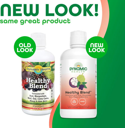 Dynamic Health Healthy Blend - Organic Superfruit Juice with Acai, Mangosteen, Noni, Maqui & Aloe Vera, 946 ml