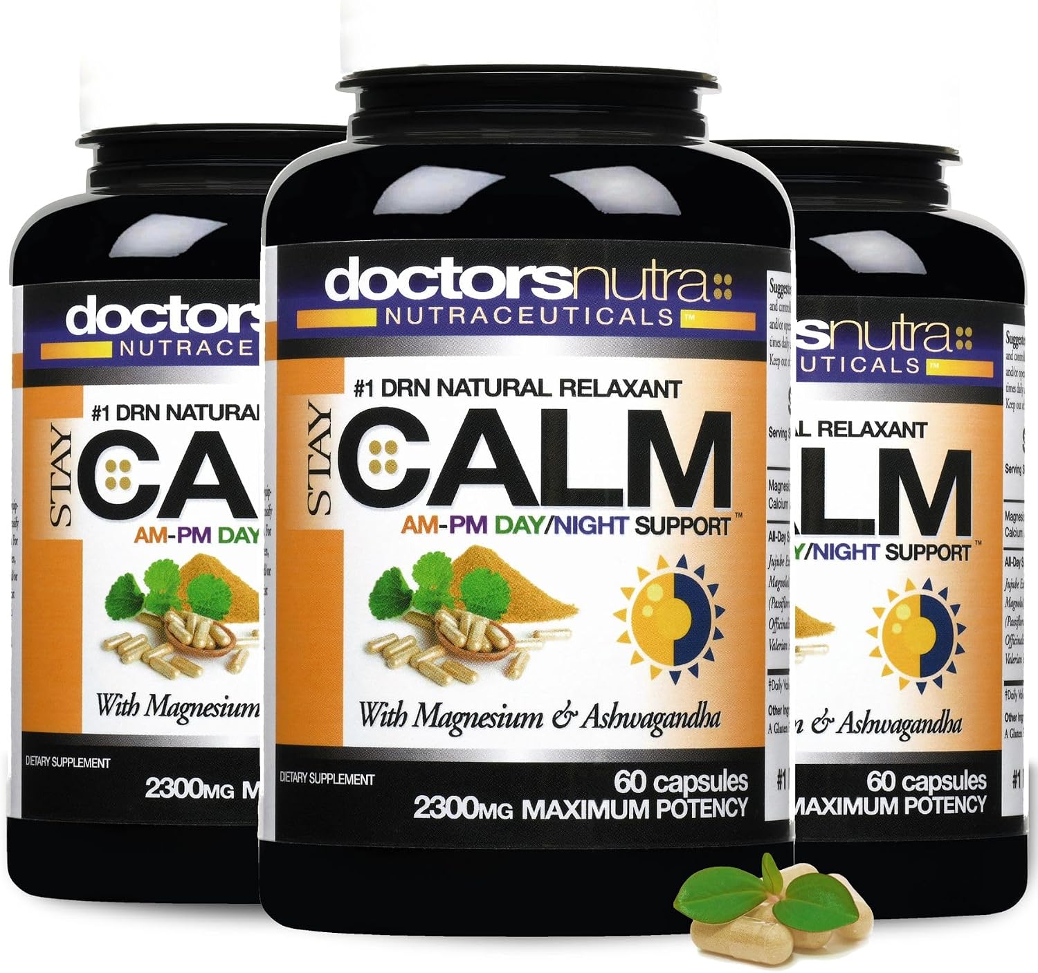 Stay-Calm Daytime-Night-time 24-Hour Support - Natural Relaxant Relief - Ashwagandha, L-Theanine and More (Pack of 3) - görsel 1