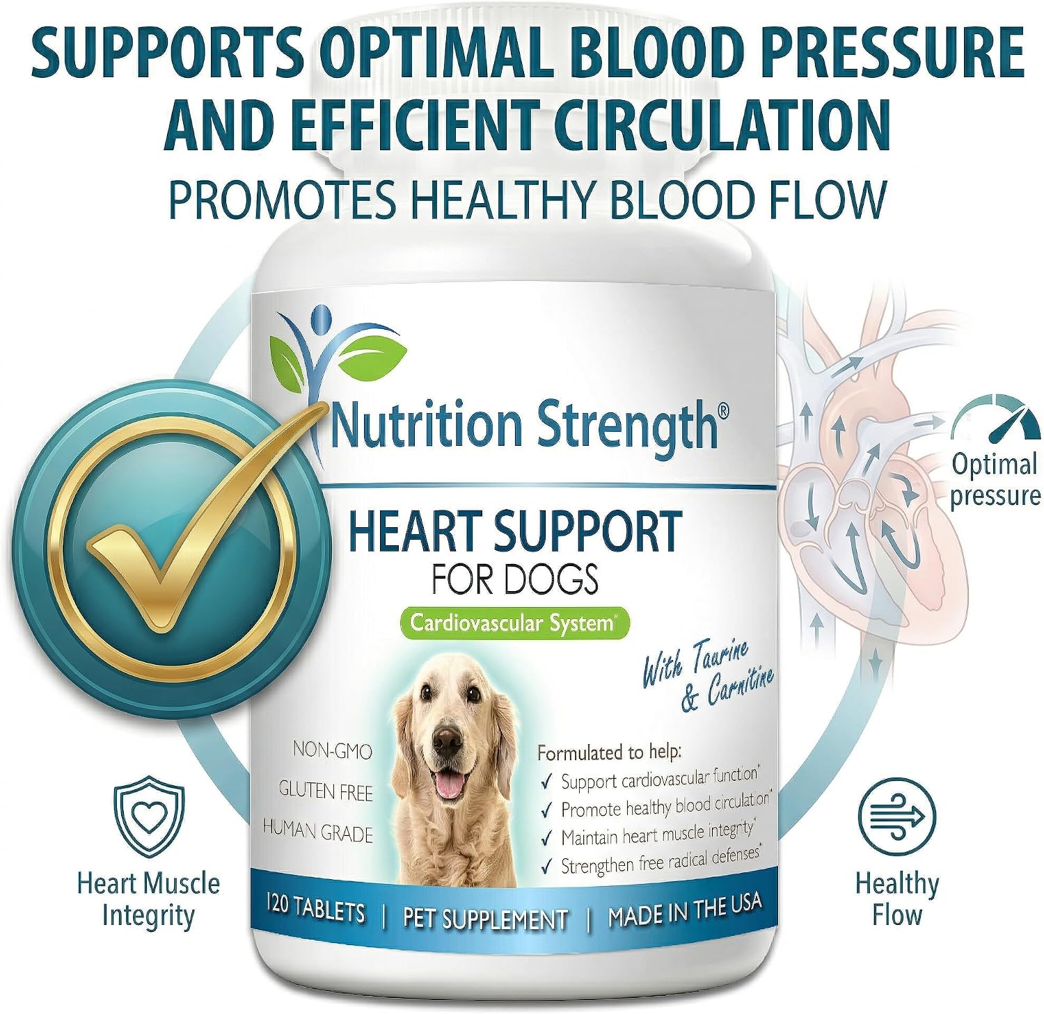 Nutrition Strength Heart Support for Dogs with Taurine & Carnitine, 120 Chewable Tablets - görsel 5