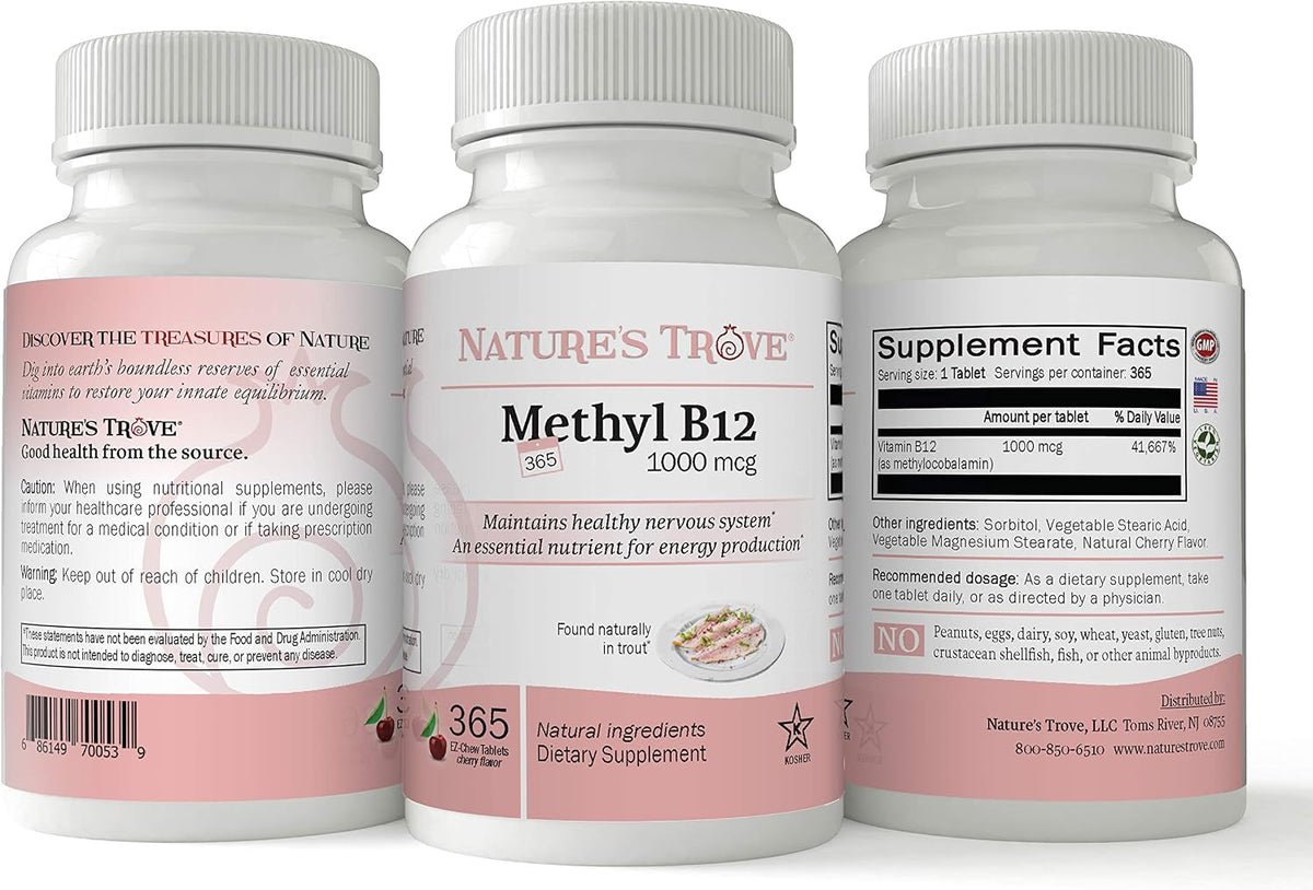 Vitamin B12 Methylcobalamin 1000 mcg - 365 Chewable Tablets, Cherry Flavour - görsel 3