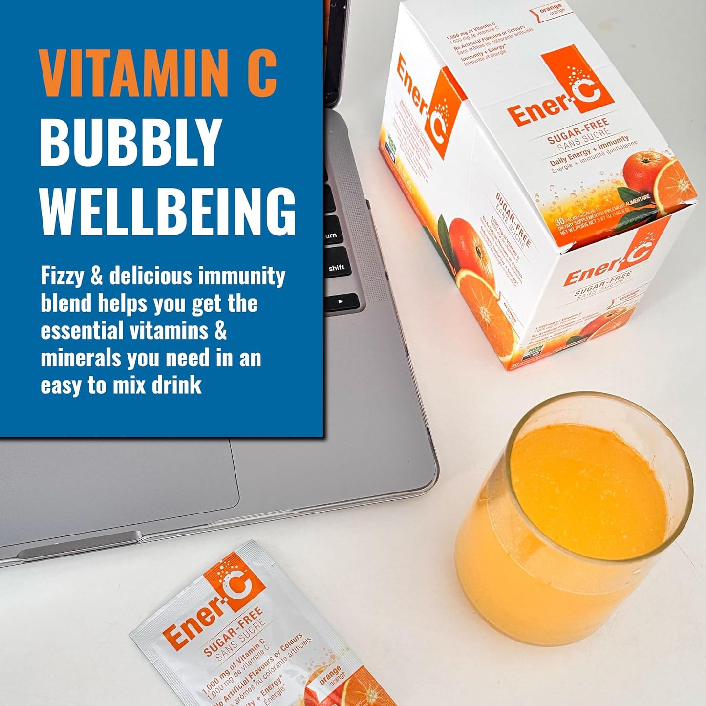 Ener-C Sugar Free Vitamin C 1000mg & Ener D Vitamin D3 Orange Multivitamin Drink Powder Bundle (60 Servings) - görsel 4