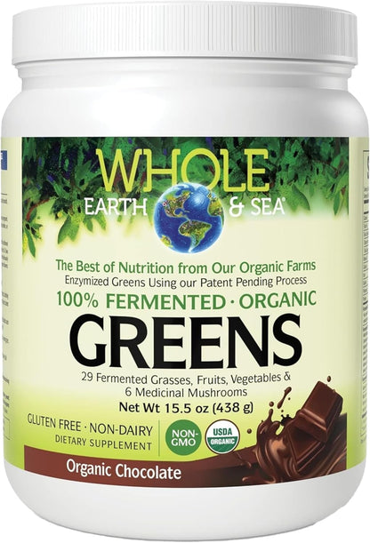Whole Earth & Sea Organic Fermented Greens, Vegan Wholefood Supplement, Unflavoured, 13.8 oz (391 g)
