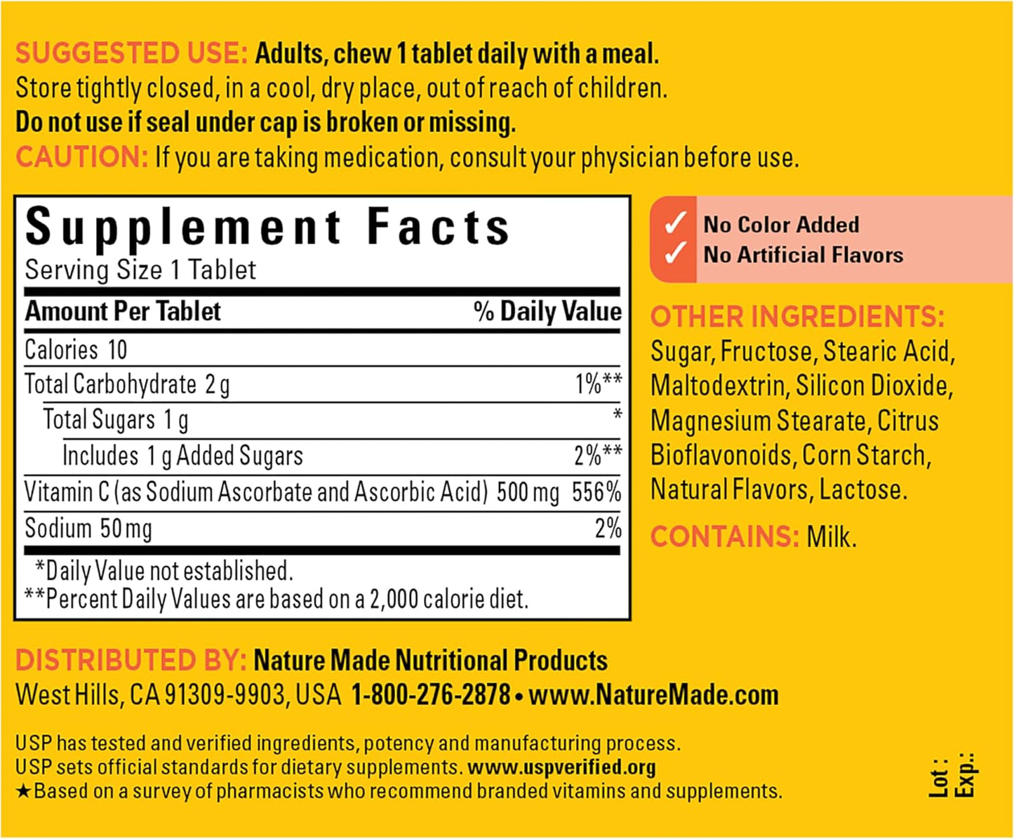 Nature Made Chewable Vitamin C 500 mg – 60 Tablets - görsel 8