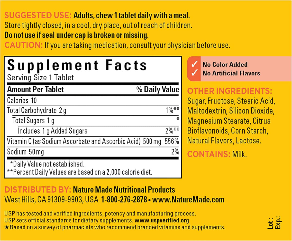 Nature Made Chewable Vitamin C 500 mg – 60 Tablets - görsel 8