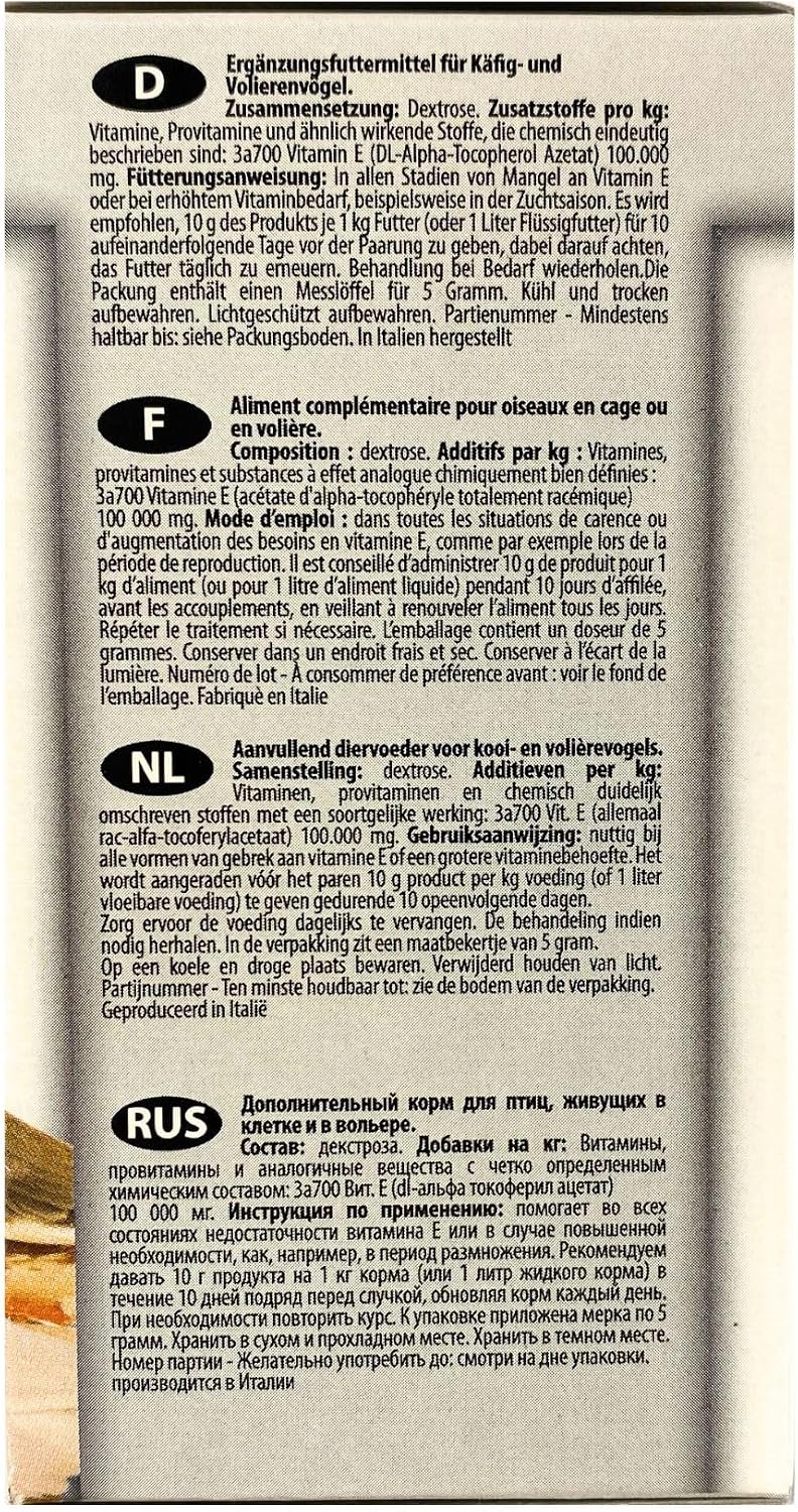 Raff Vitamin E Powder for Birds 100g – Powdered Vitamin E Supplement for Singing, Fertility and Breeding - görsel 5